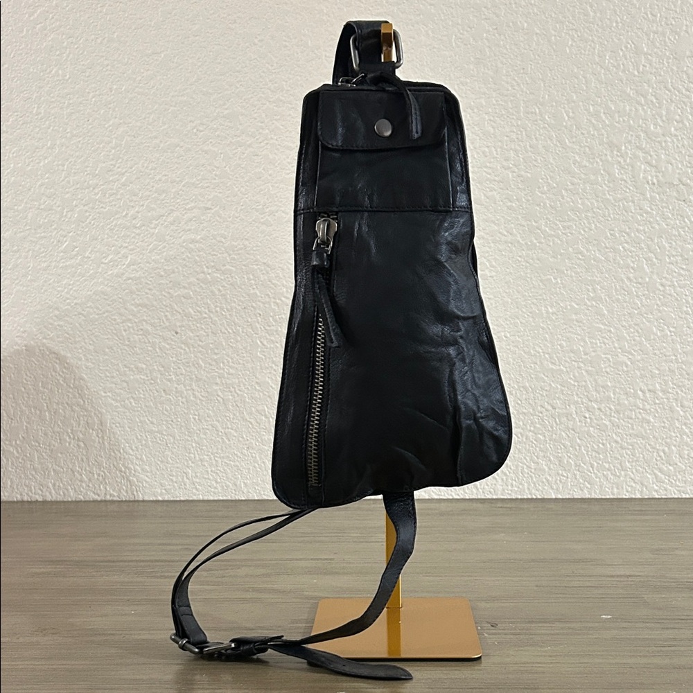 Free People Black Leather Sling Backpack